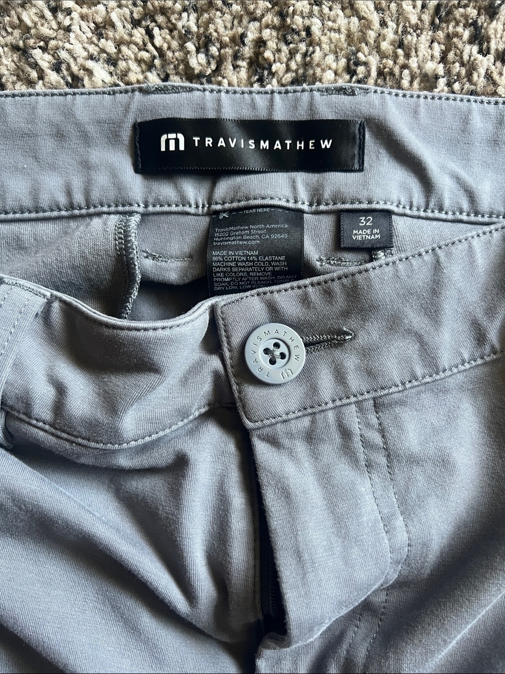 Travis Mathew Gray Slim Chino Pants